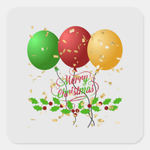Merry Christmas, gold-coloured confetti Square Sticker