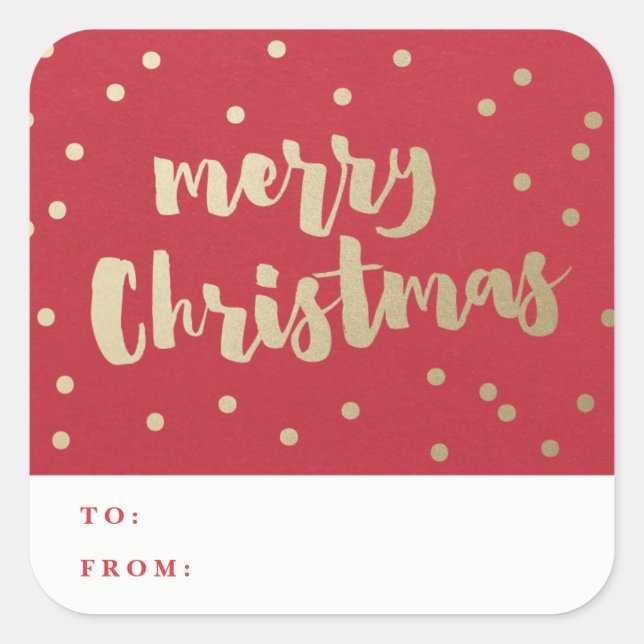Merry Christmas Gold Confetti  Square Sticker (Front)
