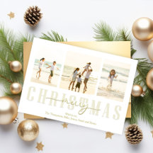 Merry Christmas Gold Elegant Calligraphy 4 Photo