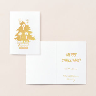 Merry Christmas Gold Foil Christmas Tree Candles Foil Card