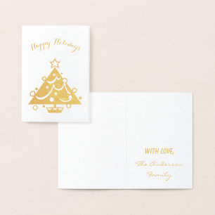 Merry Christmas Gold Foil Christmas Tree Stars Foil Card