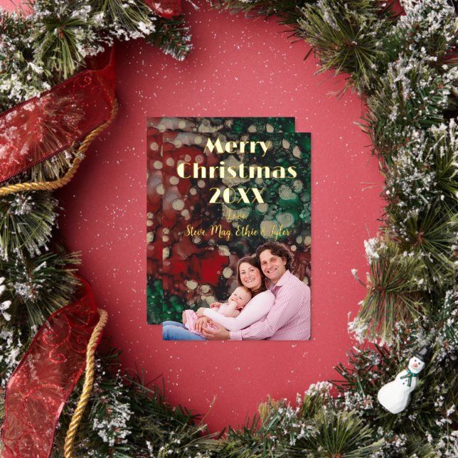Merry Christmas Gold Foil Holiday Card (Insitu)