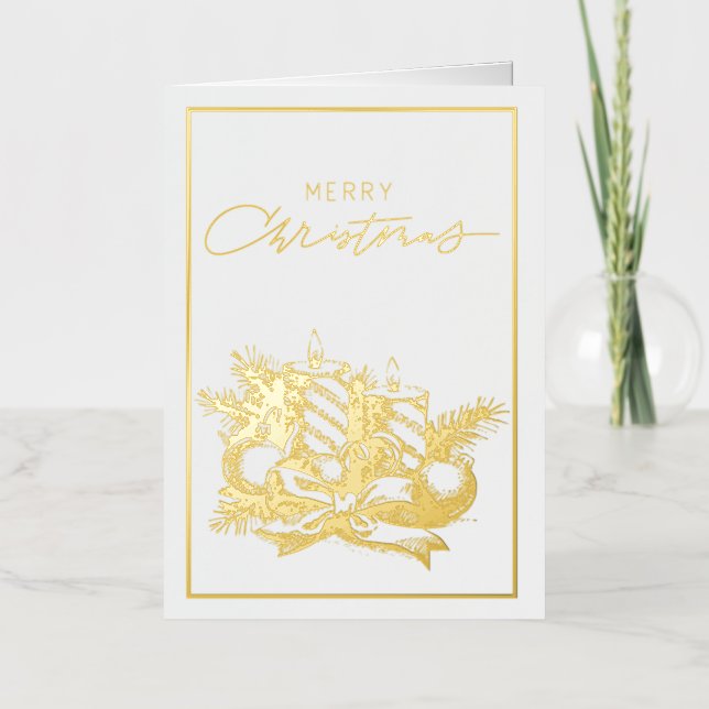 Merry Christmas Gold Foil Holiday Card (Front)