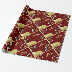 Merry Christmas Gold Foil with Bells Wrapping Paper