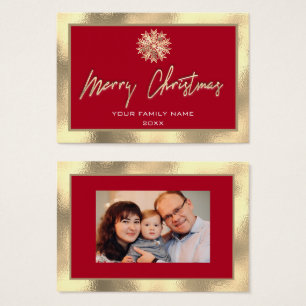 Merry Christmas Gold Frame Red Family Photo