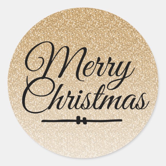 Merry Christmas Gold Glitter Ombre Envelope Seal (Front)