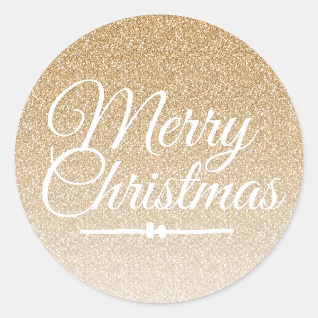 Merry Christmas Gold Glitter Ombre Envelope Seal (Front)
