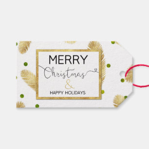 Merry Christmas Gold Glitter Script - Gift Tag