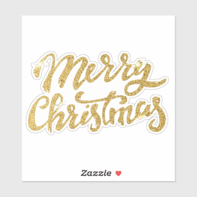 Merry Christmas Gold Glitter Sticker (Sheet)