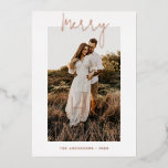 Merry Christmas. Gold modern minimalist photo Foil Holiday Card<br><div class="desc">Gold modern simple minimalist photo Foil Holiday Card "Merry Christmas".</div>