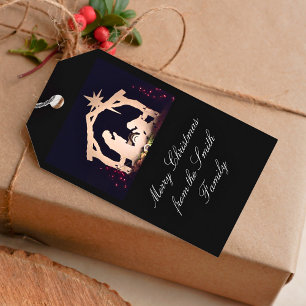 Merry Christmas Gold Nativity Gift Tags