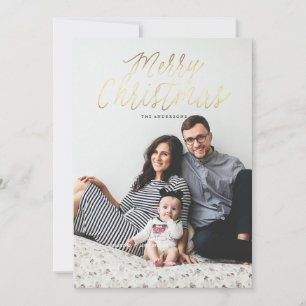 MERRY CHRISTMAS GOLD photo christmas greeting card