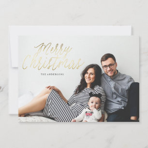 MERRY CHRISTMAS GOLD photo christmas greeting card