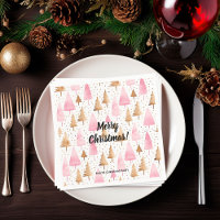 Merry Christmas Gold Pink Tree