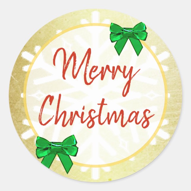 Merry Christmas Gold, Red Green Holiday Sprinkles Classic Round Sticker (Front)