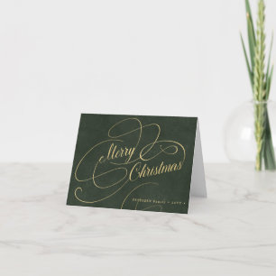 Merry Christmas gold script red elegant Holiday Card