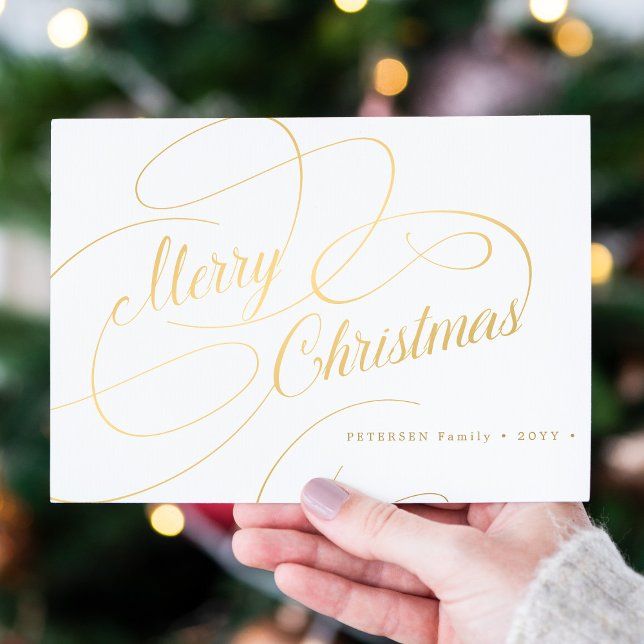 Merry Christmas gold script simple elegant Holiday Card (Creator Uploaded)