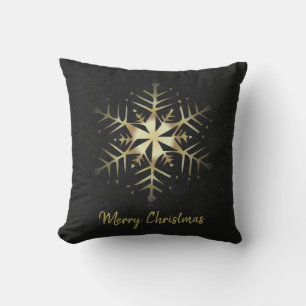 Merry Christmas Gold Snowflake Cushion