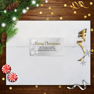 Merry Christmas (gold) Snowfrosted Label
