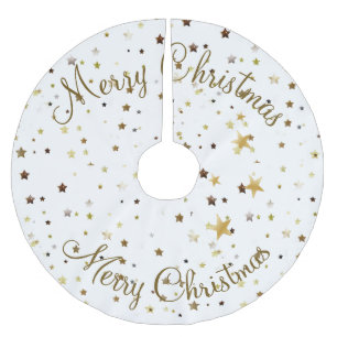 Merry Christmas gold star pattern Brushed Polyester Tree Skirt