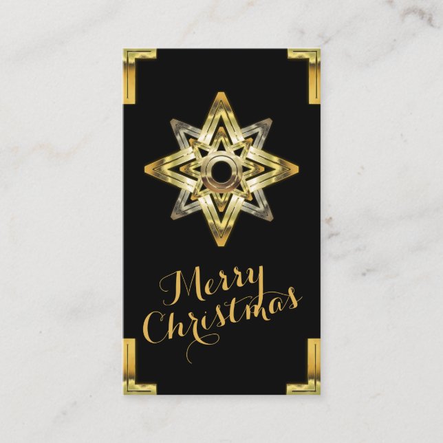 Merry Christmas Gold Stars Gift Tag  (Front)