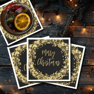 Merry Christmas Gold Stars Napkin