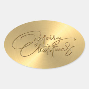 Merry Christmas Gold Sticker Embossed Look