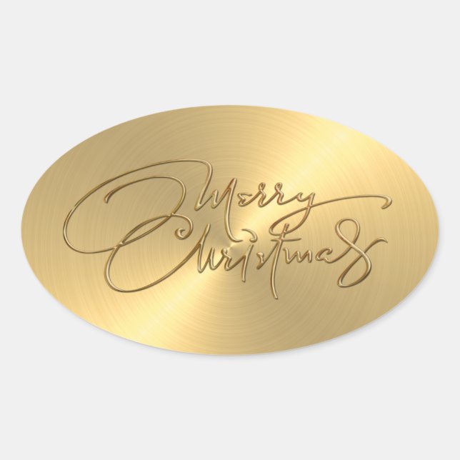 Merry Christmas Gold Sticker Embossed Look (Front)