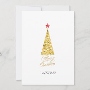 Merry christmas gold tree gift for friend invitation