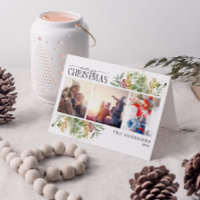 Merry Christmas Gold Winter Botanical Photo Holida