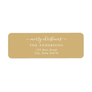 Merry Christmas Gold Yellow Return Address