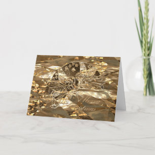 Merry Christmas Golden Angels Playing Trumpet Chic Holiday Card
