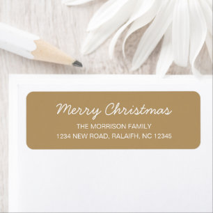 Merry Christmas golden brown Return Address