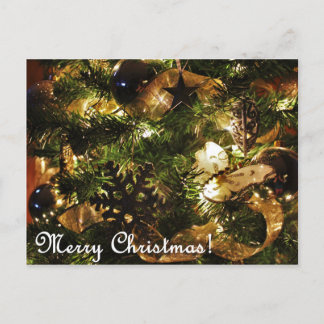 Merry Christmas Golden Butterfly Postcard