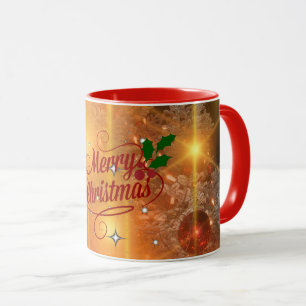 Merry Christmas, golden holiday design, Mug