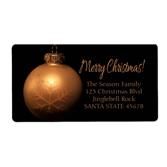 Merry Christmas Golden ornament label (Front)