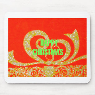 Merry Christmas Golden Red Snow flex Mouse Mat