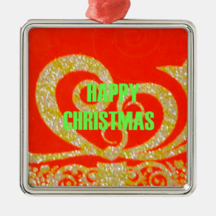 Merry Christmas Golden Red Snowflex.jpg Metal Tree Decoration