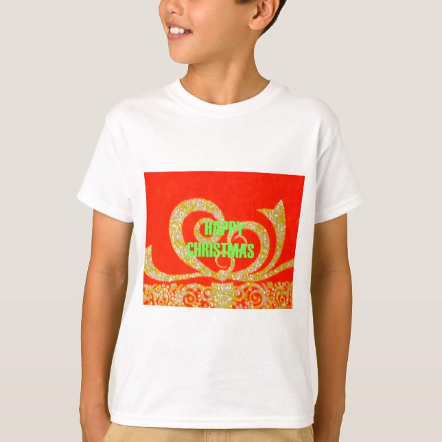 Merry Christmas Golden Red Snowflex.jpg T-Shirt (Front)