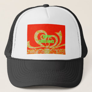 Merry Christmas Golden Red Snowflex.jpg Trucker Hat