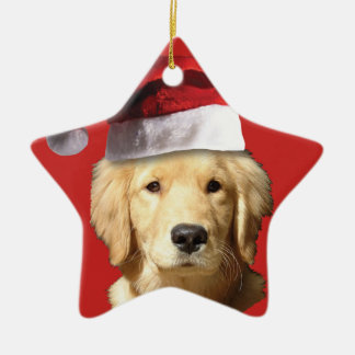 Merry Christmas Golden Retriever Ceramic Tree Decoration