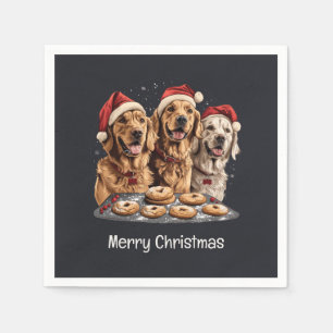 Merry Christmas Golden Retriever Dogs Baking Napkin