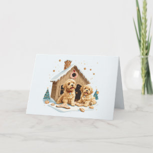 Merry Christmas Golden Retriever Dogs Gingerbread Card