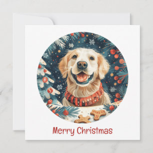 Merry Christmas Golden Retriever Dogs Holiday Card