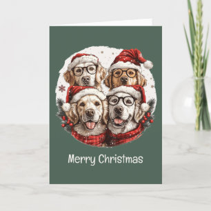 Merry Christmas Golden Retriever Dogs Holiday Card