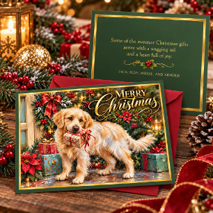 Merry Christmas Golden Retriever Gift Holiday Card