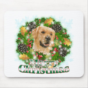 Merry Christmas Golden Retriever Mouse Mat