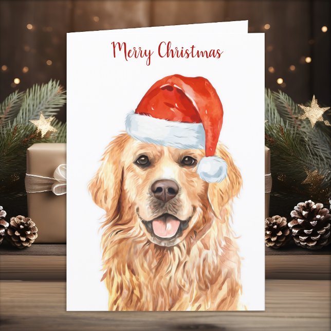 Merry Christmas Golden Retriever Puppy Dog Holiday Card (Creator Uploaded)