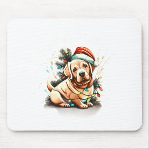 Merry Christmas Golden Retriever Puppy Mouse Mat