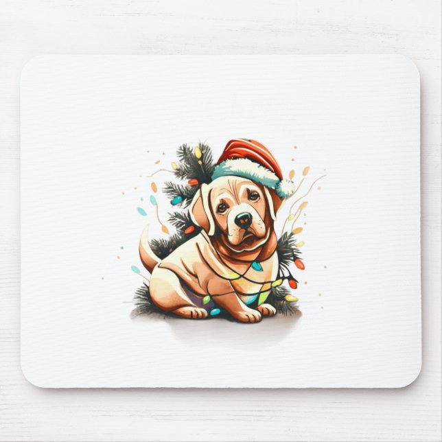 Merry Christmas Golden Retriever Puppy  Mouse Mat (Front)